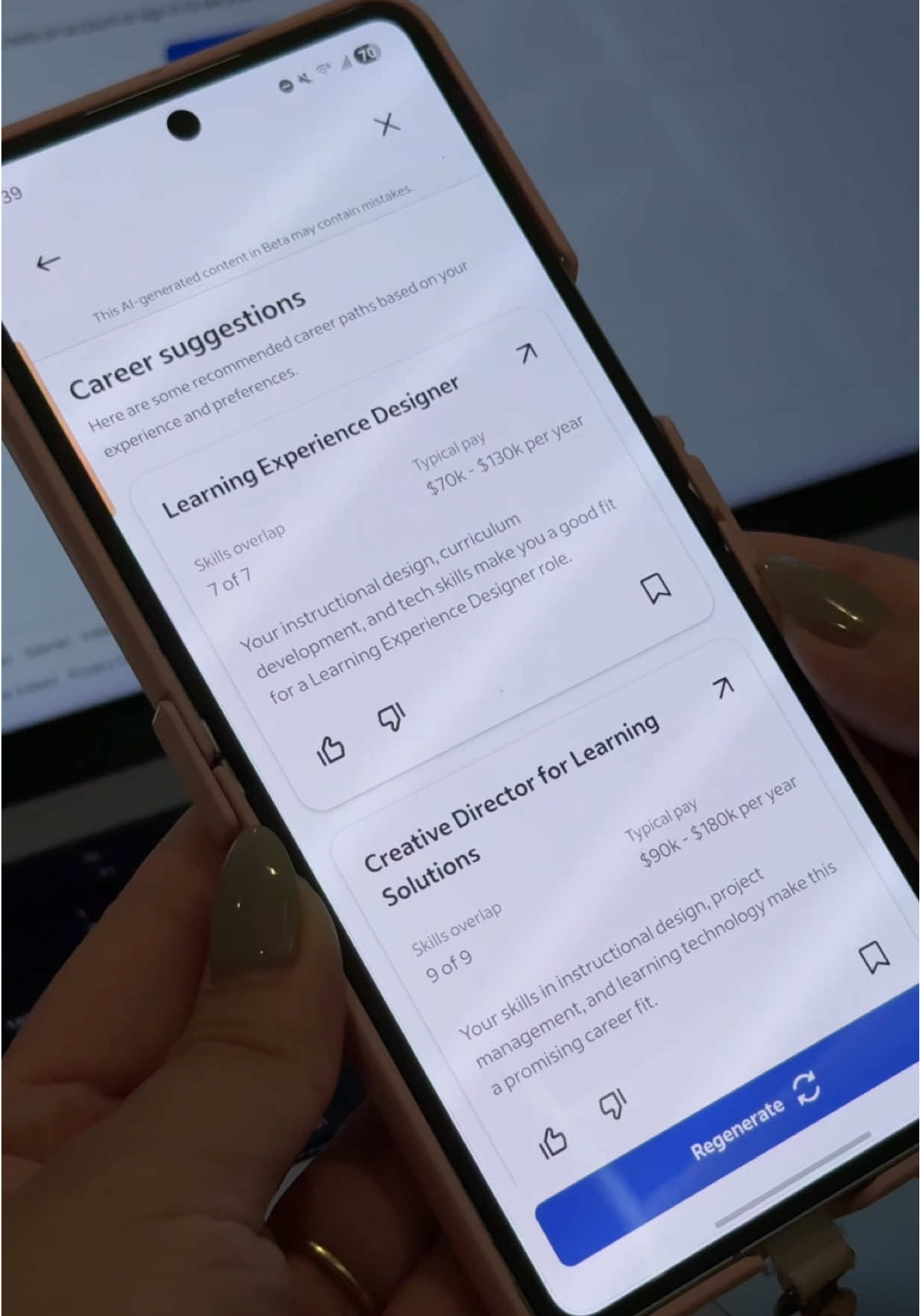 TikTok post by @_rosetanaka for Indeed. Caption reads: Here's a gentle reminder that job searching....
