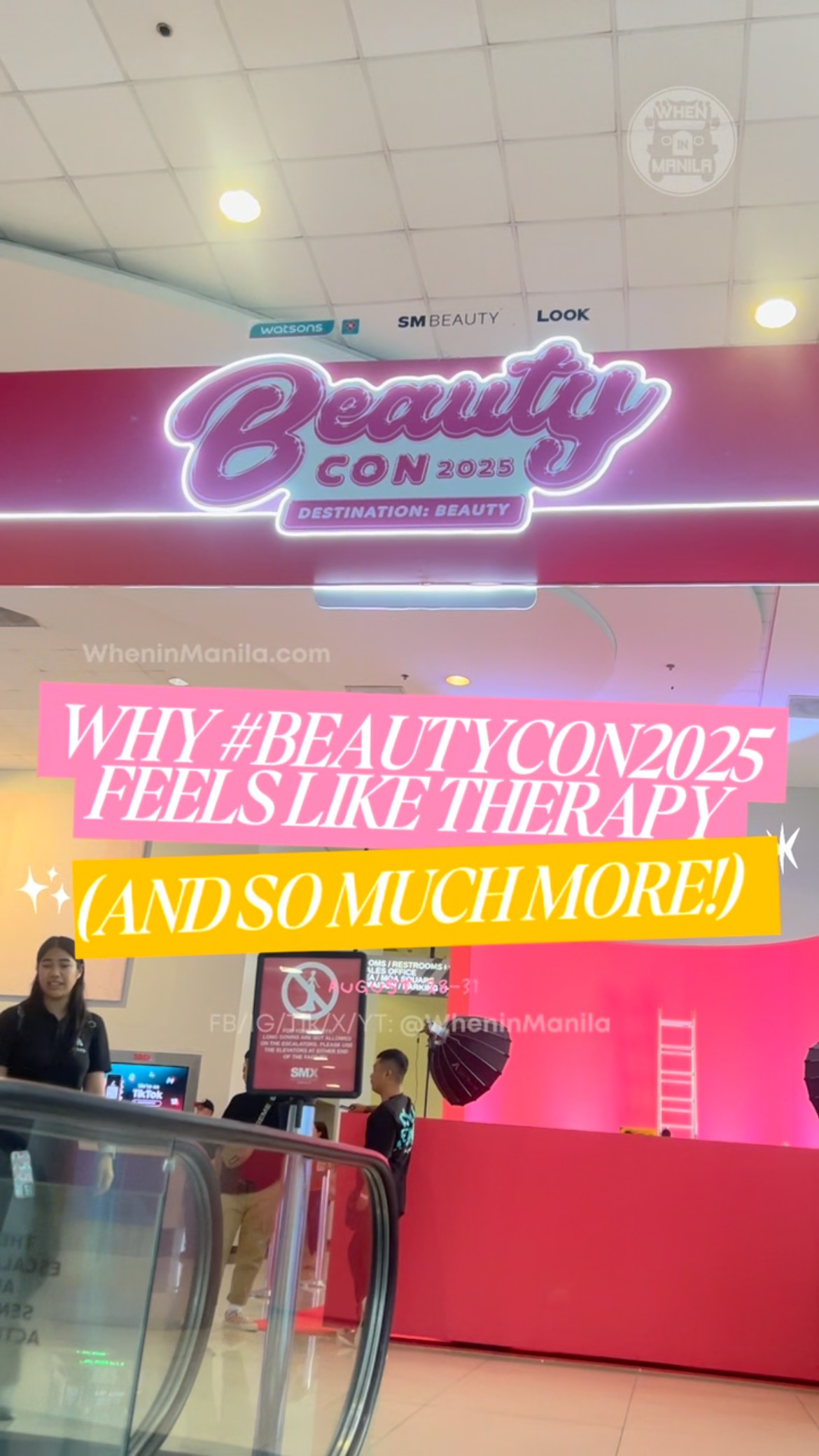 Instagram post by @nikkiviolaa for Watsons PH. Caption reads: @wimstyle: ✨ Here’s why heading to #BeautyCon2025....