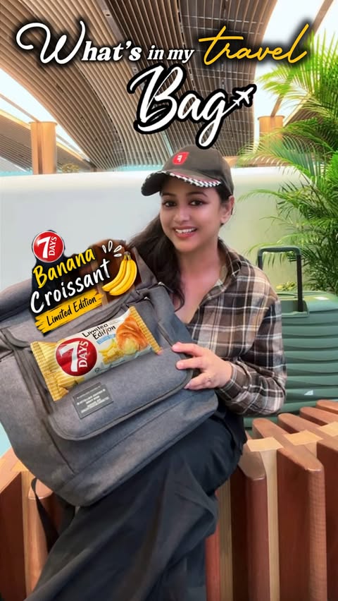 Instagram post by @wat.she.cooks for 7-ELEVEN. Caption reads: 6 hour flight = bag full of essentials ✈️ And my....