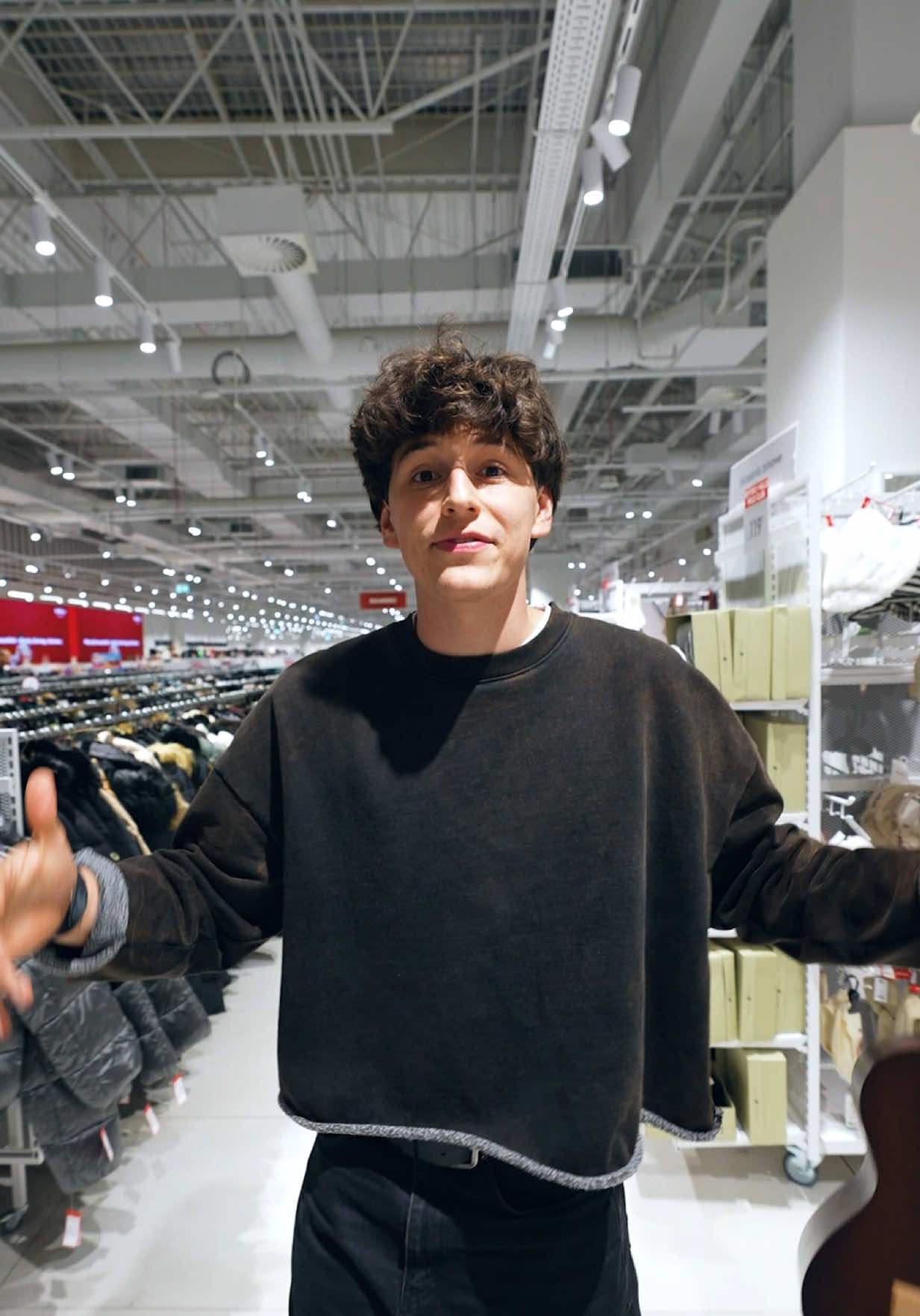 TikTok post by @michu_kontrabas for HalfPrice. Caption reads: [reklama] zimowy outfit challenge!!! ❄️ @HalfPrice....