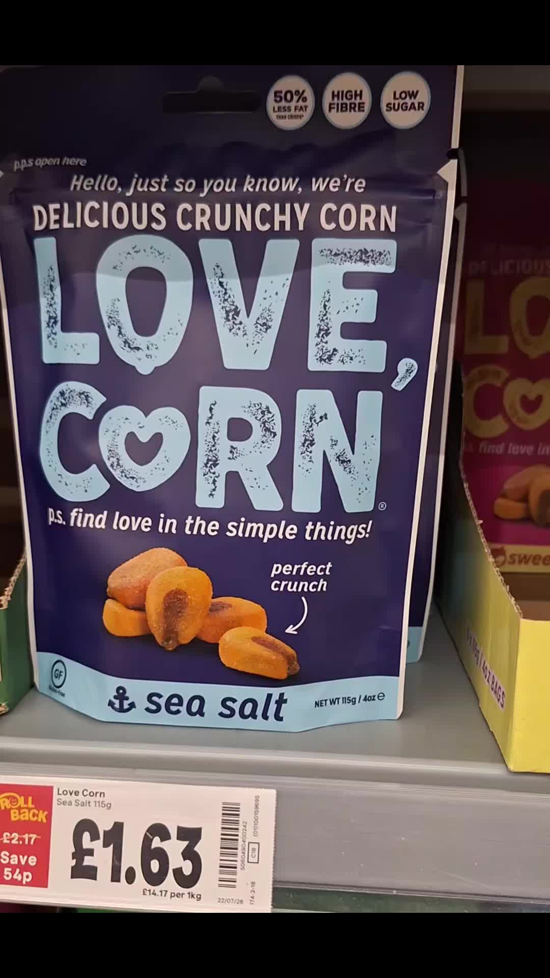 TikTok post by @lizzykezzy for LOVE CORN. Caption reads: [...] doing my weekly food shop, I spotted @LOVE....