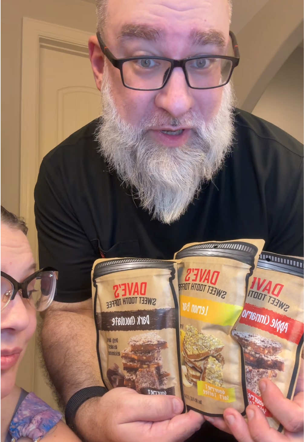 TikTok post by @geekygothicgamergirl for Dave's Sweet Tooth. Caption reads: @davessweettooth @Joey the Roady #toffee [...].