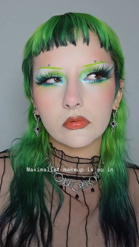 Instagram post by @nonaa_mua for Risky Beauty. Caption reads: Maybe I should give myself colorful eyebrows more....