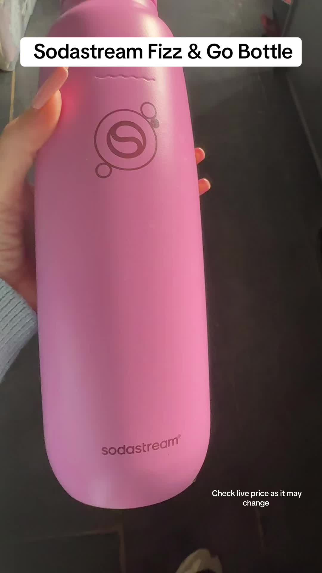 TikTok post by @burleighn for SodaStream. Caption reads: Sodastream Fizz & Go 0.9L Stainless [...].
