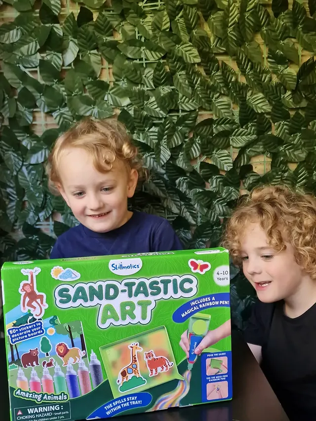Instagram post by @the_baldwinbrothers for Wire PR. Caption reads: Sand-tastic fun 🎨🏖️ AD | Gifted Two little....