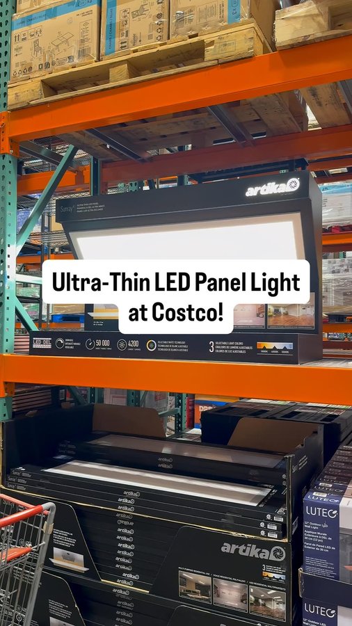 Instagram post by @costcohotfinds for Artika. Caption reads: 💡Ultra-thin LED lights at Costco! The Artika....