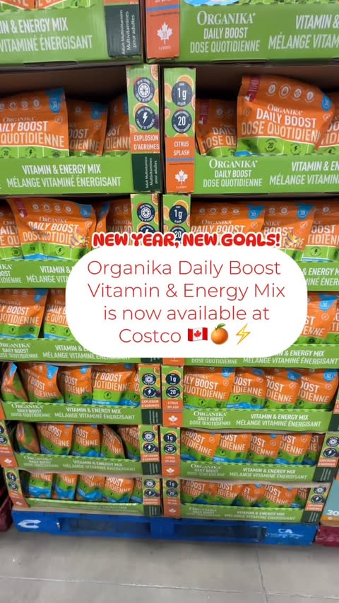 Instagram post by @costcofindscanada for Organika. Caption reads: 🎉 NEW YEAR, NEW GOALS! 🎉
@organikahealth Daily....
