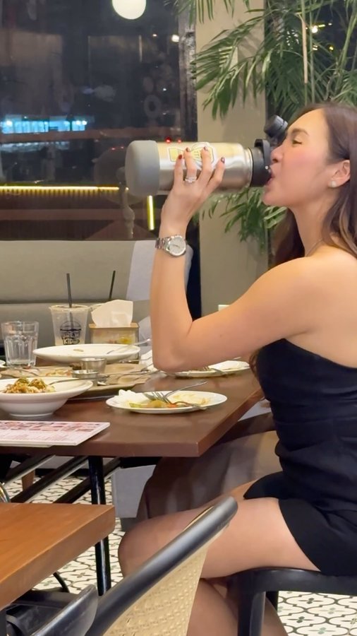 Instagram post by @maymayestrada for AquaFlask. Caption reads: [...] days are nonstop, and so is my AquaFlask!....