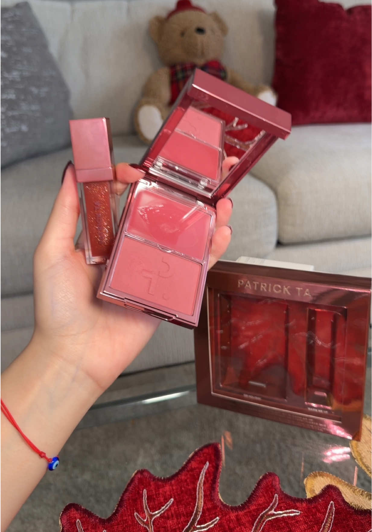 TikTok post by @psychictexas for Patrick Ta. Caption reads: [...] new holiday gift set from @Patrick Ta Beauty....