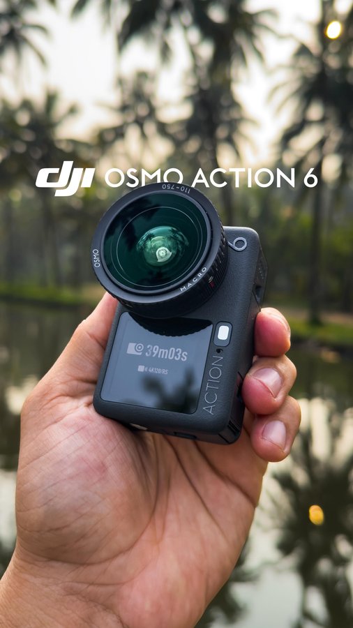 Instagram post by @ashikaseem for DJI. Caption reads: Meet the world’s first variable-aperture action....