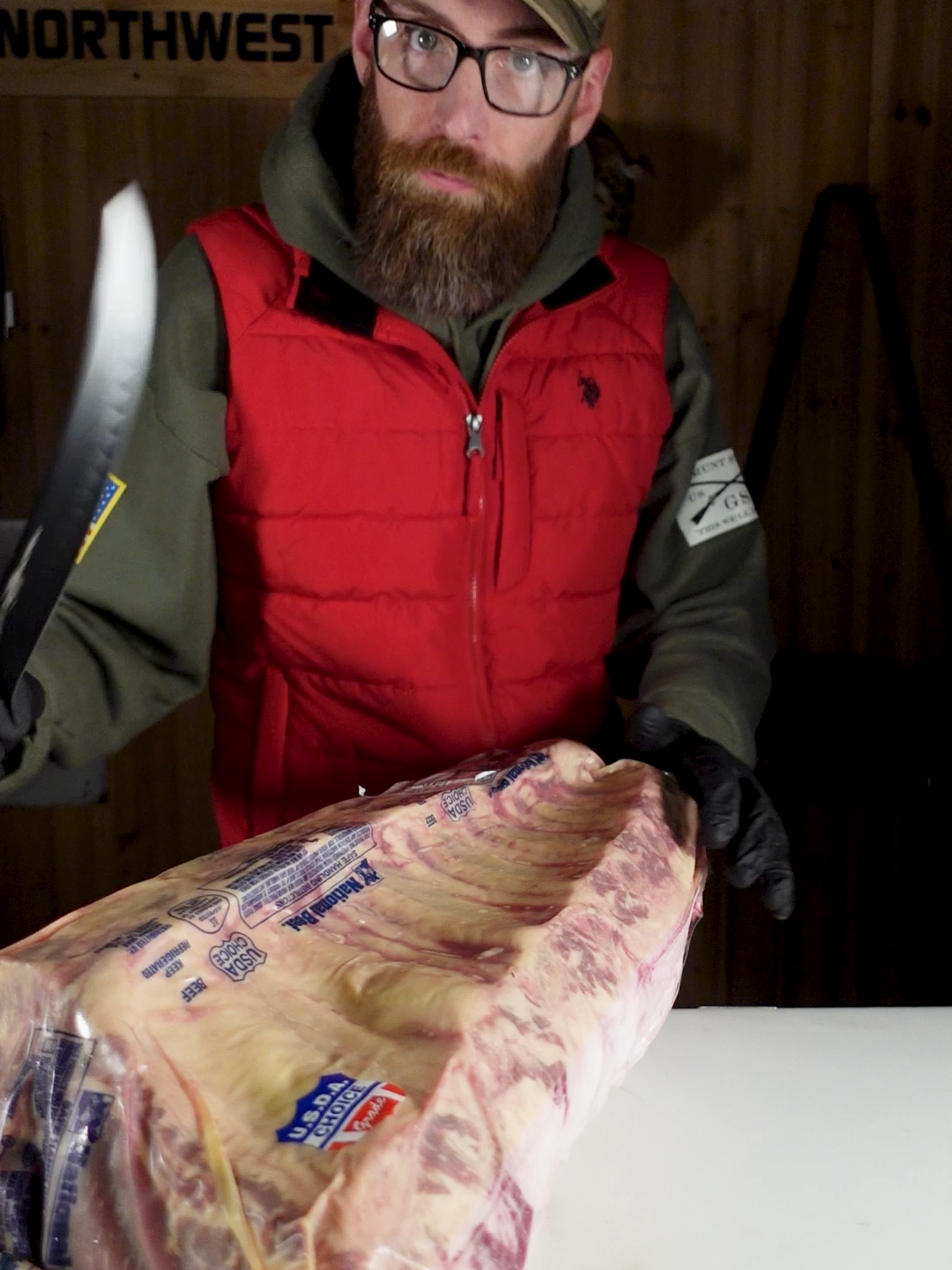 TikTok post by @rightwaybbq for Dalstrong. Caption reads: One 7 bone Rib Primal, Endless Options: Prime Rib....