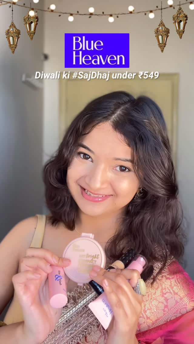 Instagram post by @diksha_dixitt for Blue Heaven Cosmetics. Caption reads: Diwali glam look ✨ using
@blueheavencosmetics....