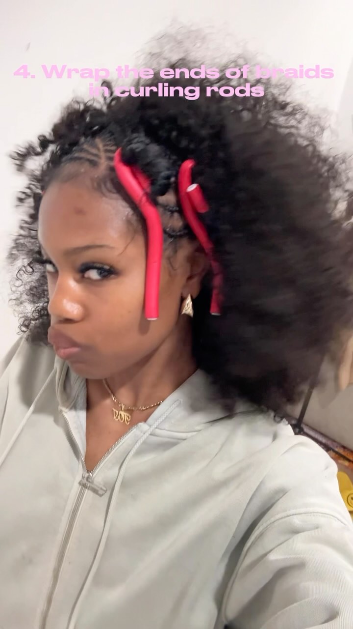 Instagram post by @temiojora for Curlsqueen. Caption reads: summer time = fulani time 🎀💆🏾‍♀️🩷....