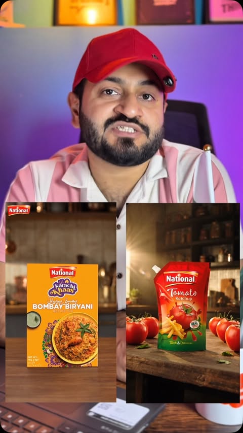 Instagram post by @hakideas for National Foods. Caption reads: Ads for @nationalfoodspakistan....