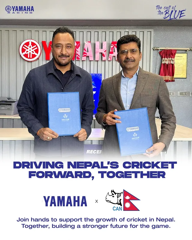 Instagram post by @cricketassociationofnepal for Yamaha Music. Caption reads: Driving partnerships that power the future of....