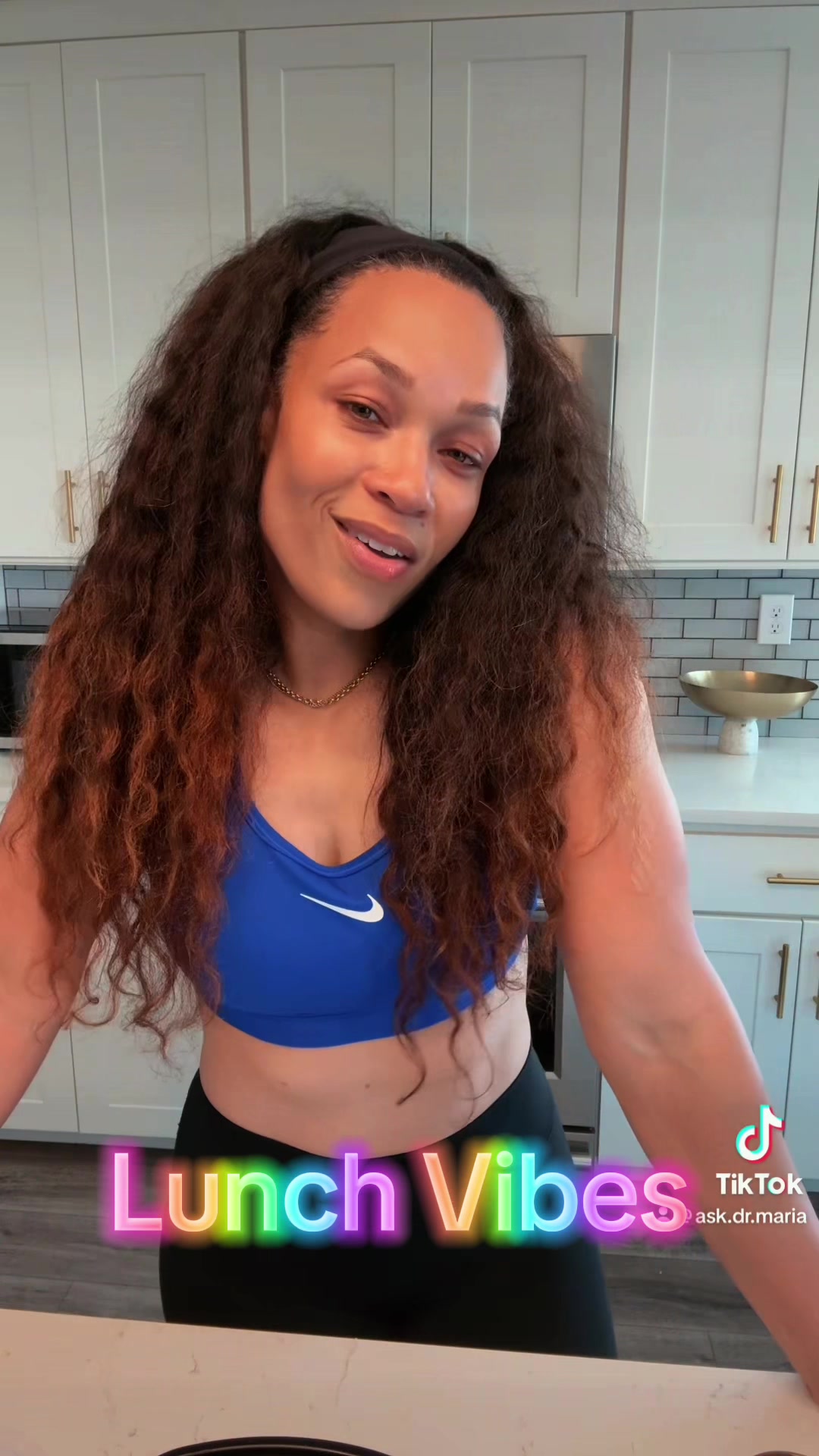 TikTok post by @ask.dr.maria for Mike's Hot Honey. Caption reads: Lunch Vibes! @Nike @BuckedUp @Mike’s Hot Honey....