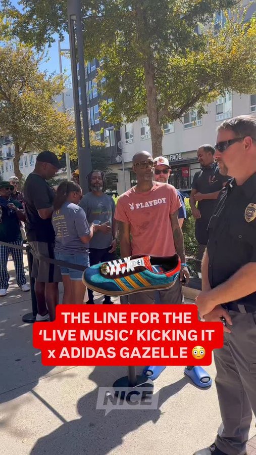 Instagram post by @dr.greg.grovey for Nice Kicks. Caption reads: Austin showed up for the release of the “Live....