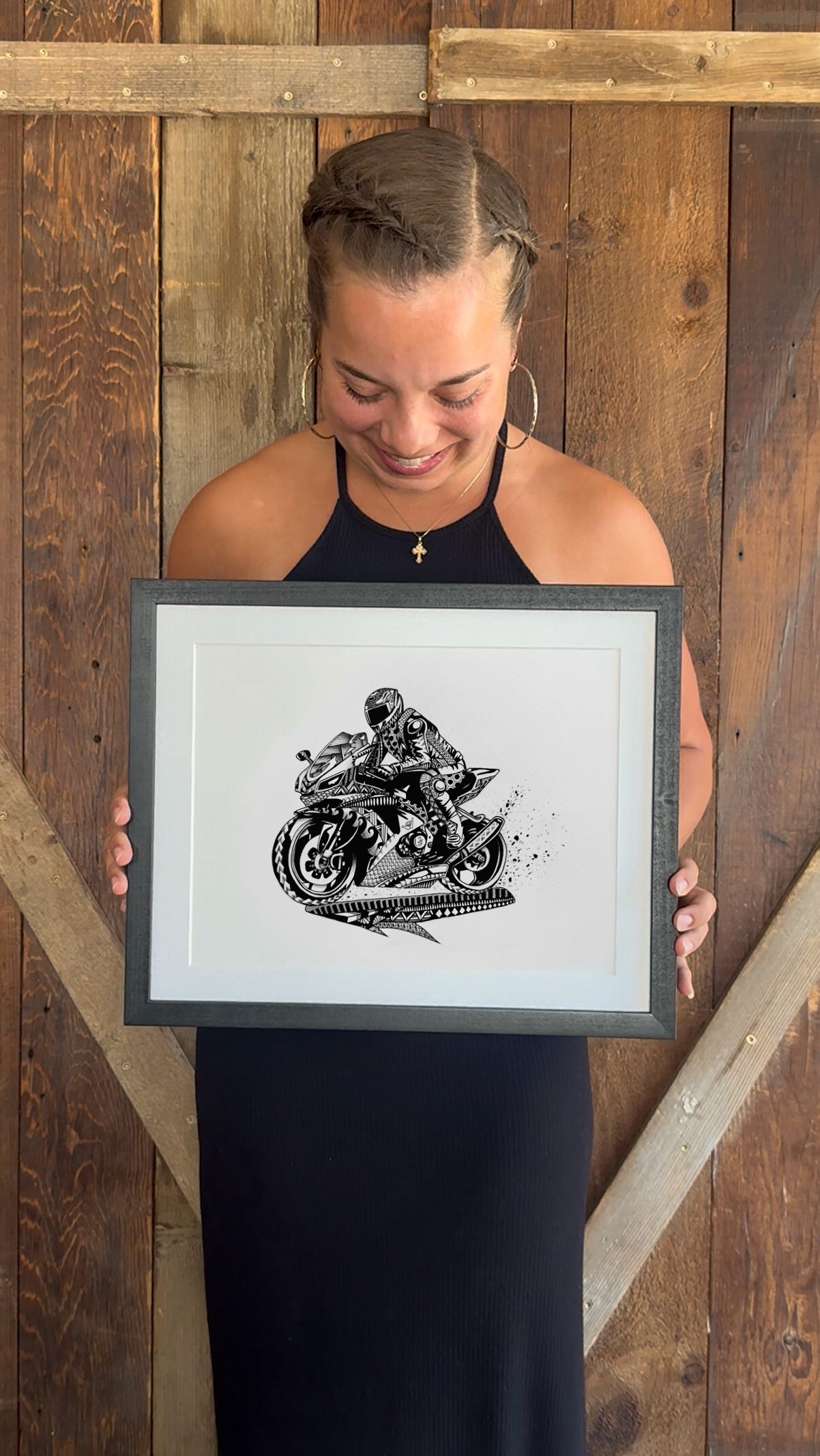 Instagram post by @bri_fitzpatrick for Frame It Easy. Caption reads: My newest artwork in a custom frame made in the....