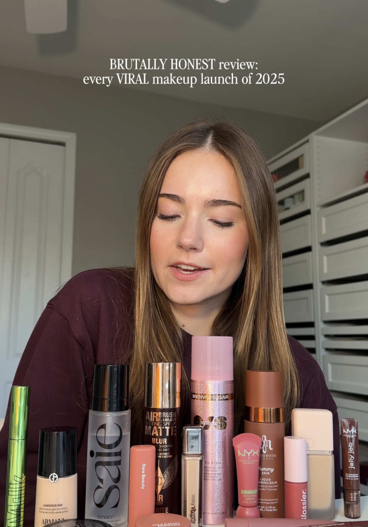 TikTok post by @theglownarrative for Glossier. Caption reads: [...] year to make, and THANK YOU @Sol de Janeiro....