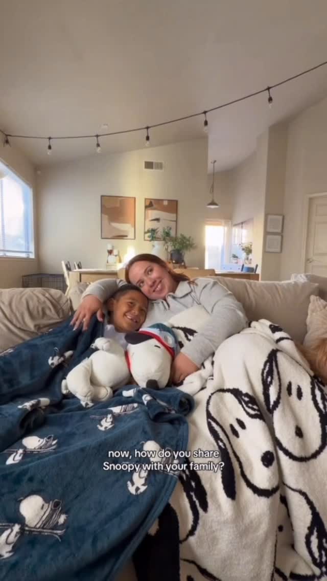 Instagram post by @life_asfive for Snoopy and The Peanuts Gang. Caption reads: Sharing these movies with my son makes me feel....