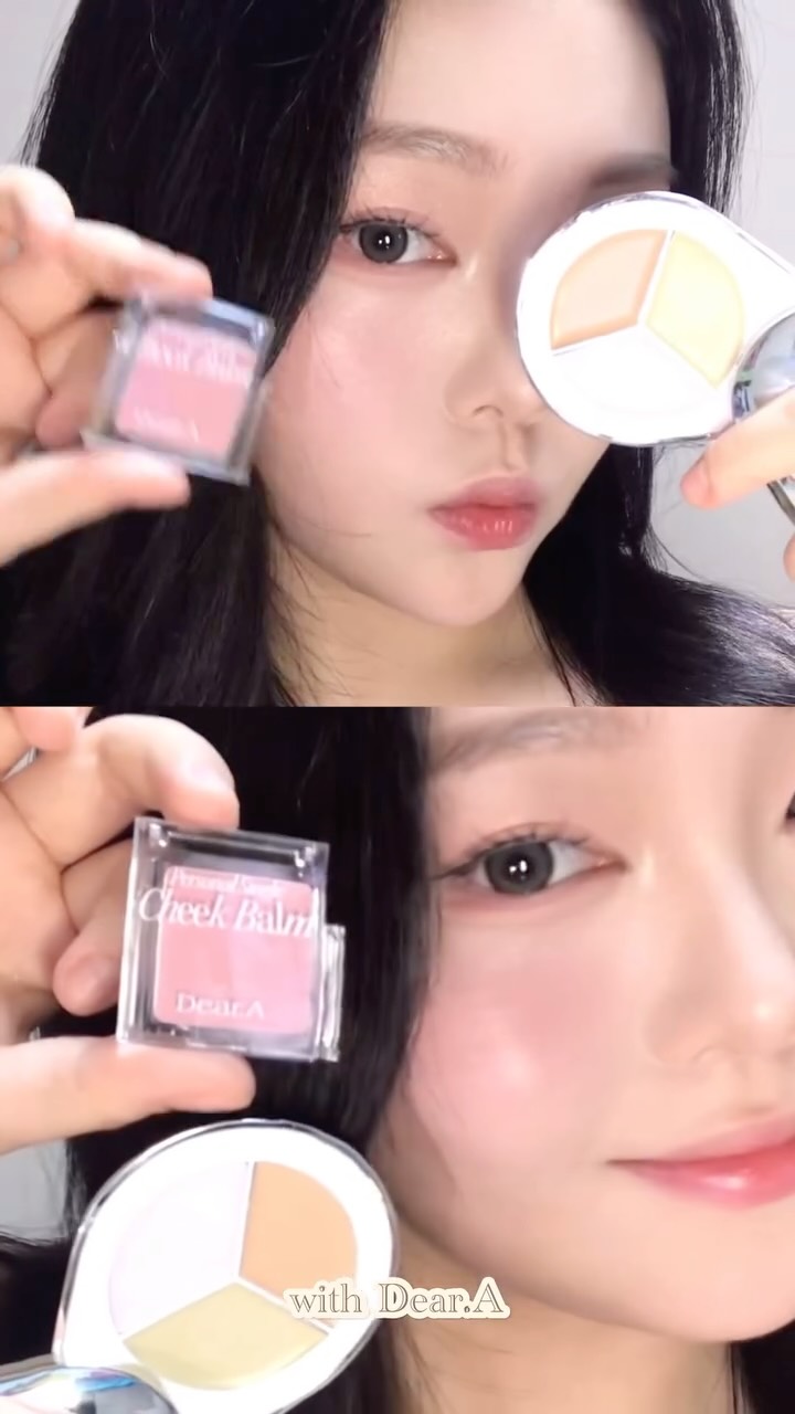 Instagram post by @huiious_ for Dear.AI. Caption reads: @dear.a_kr 의 올영기획세트 ❤︎ Concealer Palette x Cheek....