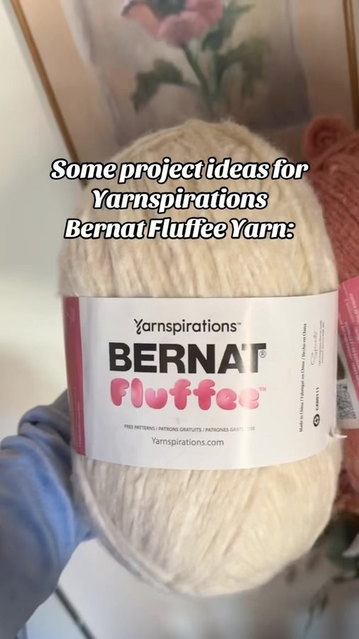 Instagram post by @aidanwellscrochet for Yarnspirations. Caption reads: [...] create with @bernatyarn Fluffee by....