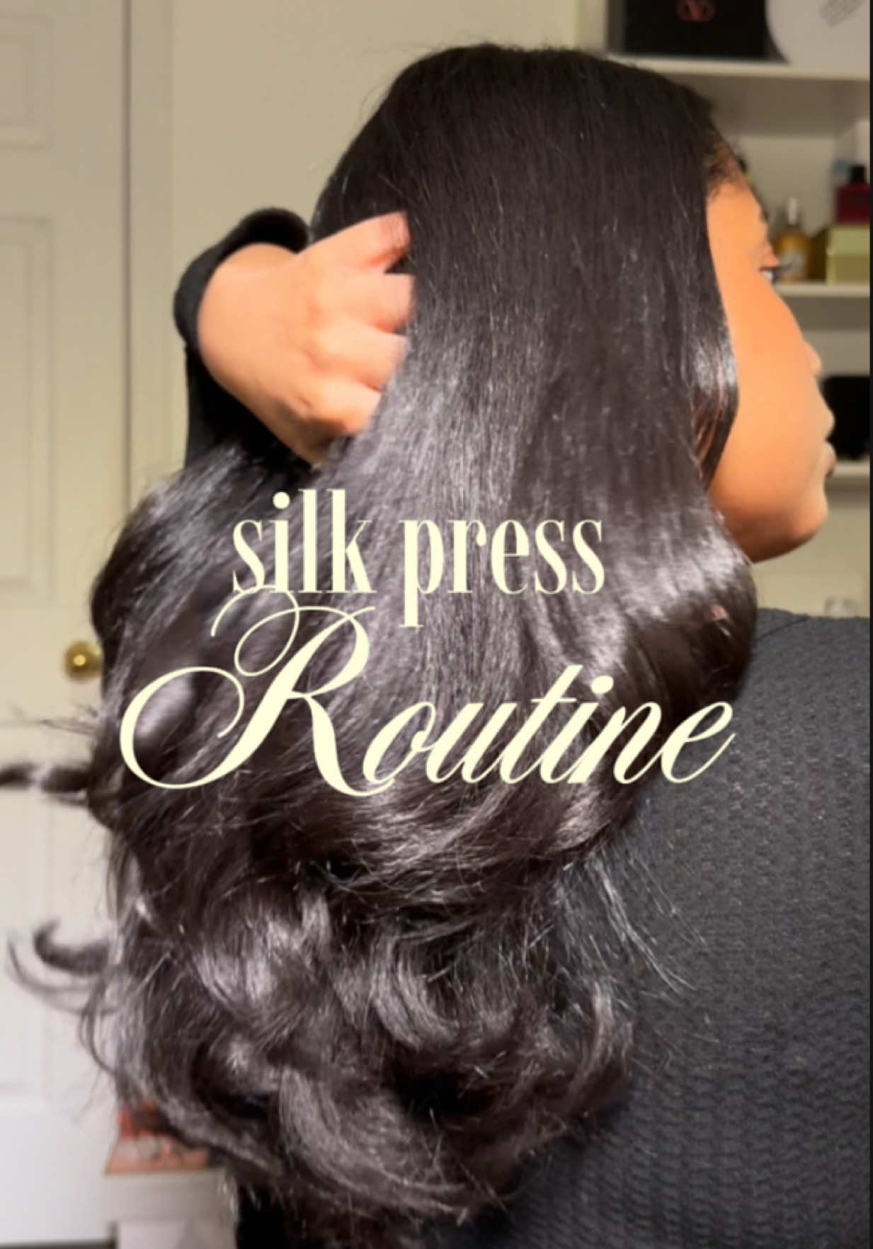 TikTok post by @tyrajanea for Moroccanoil. Caption reads: Silk press season is here ✨ I’ve been on the....