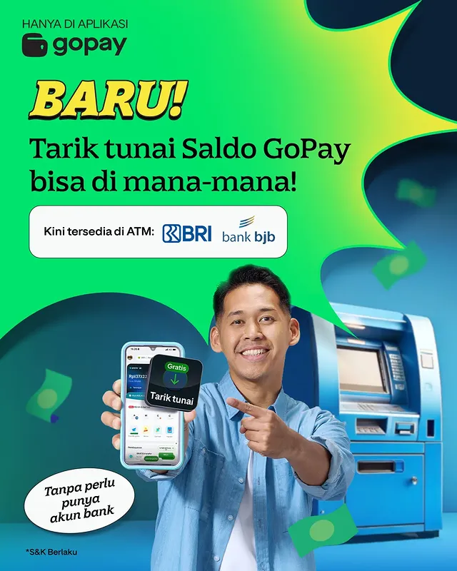 Instagram post by @mirnatiaralestari for GoPay Indonesia. Caption reads: [...] Pusing lagi kalau Mau Tarik Tunai,,....