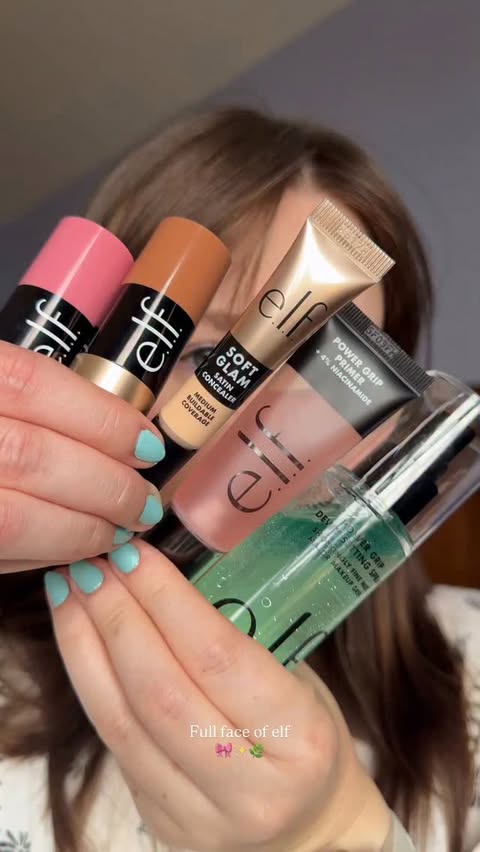 Instagram post by @milkandhonie for e.l.f. Cosmetics and Skincare. Caption reads: Full face of @elfcosmeticsuk ☺️ Elf have had so....