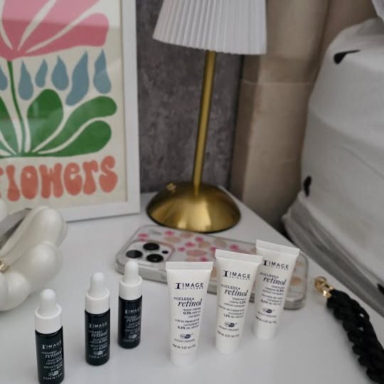 Instagram post by @taviben.kitchen for IMAGE Skincare. Caption reads: ✨ Rewind time with Retinol + XOSM!....