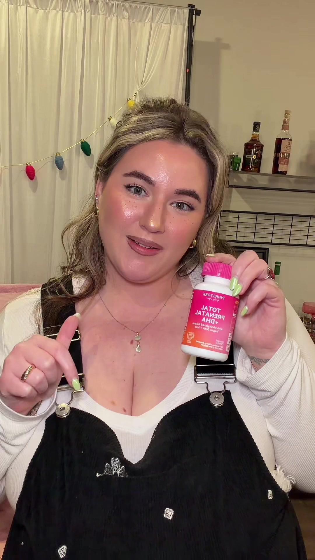 TikTok post by @meowica91 for Pink Stork. Caption reads: [...] #pregnantlife #newmom #vitamins @Pink Stork....