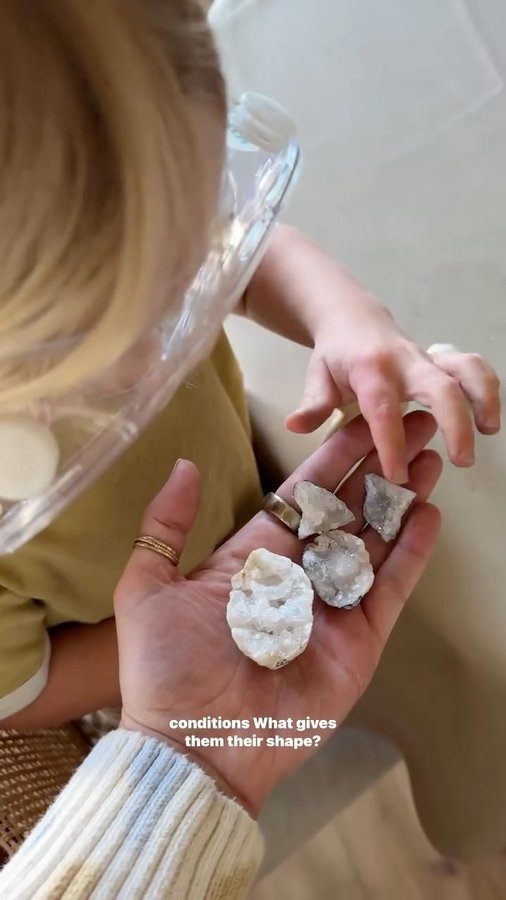 Instagram post by @sasha__dube for Wondery. Caption reads: [...] of Crystal Geodes from @wowintheworld +....