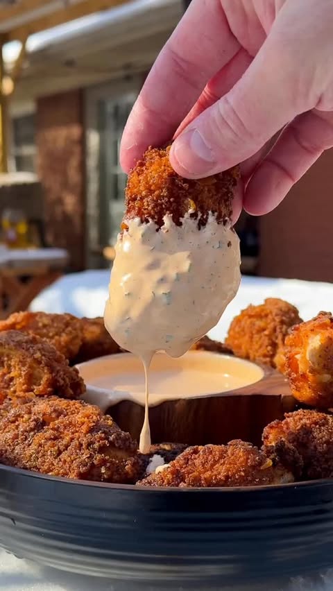 Instagram post by @thebkydpalate for Kinder's. Caption reads: Fried Buffalo Wings with Buffalo Ranch 🔥 I....