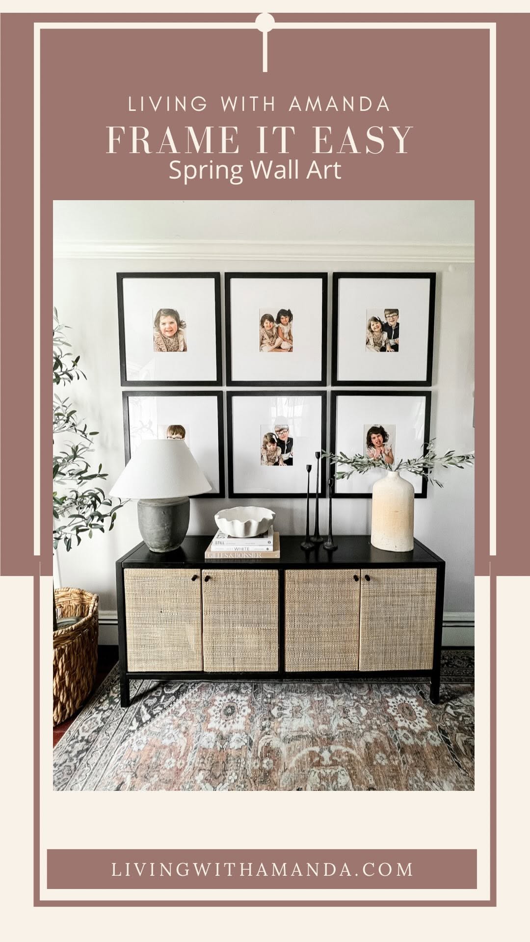 Instagram post by @livingwithamanda for Frame It Easy. Caption reads: I love these simple transitions into Spring, don’t....
