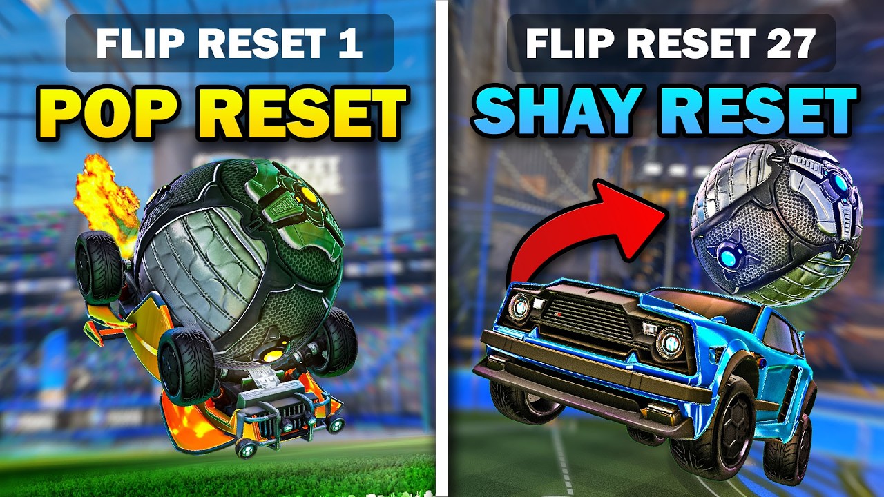 YouTube post by @GaspowRocketLeague for Freecash.com. Caption reads: I tried to land EVERY FLIP RESET in ROCKET LEAGUE.