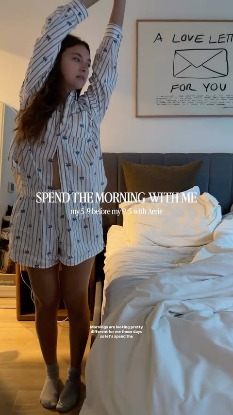 Instagram post by @sophiegreene__ for Aerie. Caption reads: my mornings certainly aren’t what they used to be....
