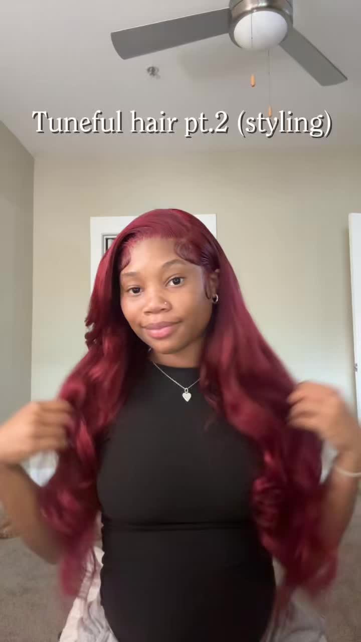 TikTok post by @saniyasmith for Tunefulhair. Caption reads: [...] Hair @Tuneful Hair US Shop #fyp #wig....