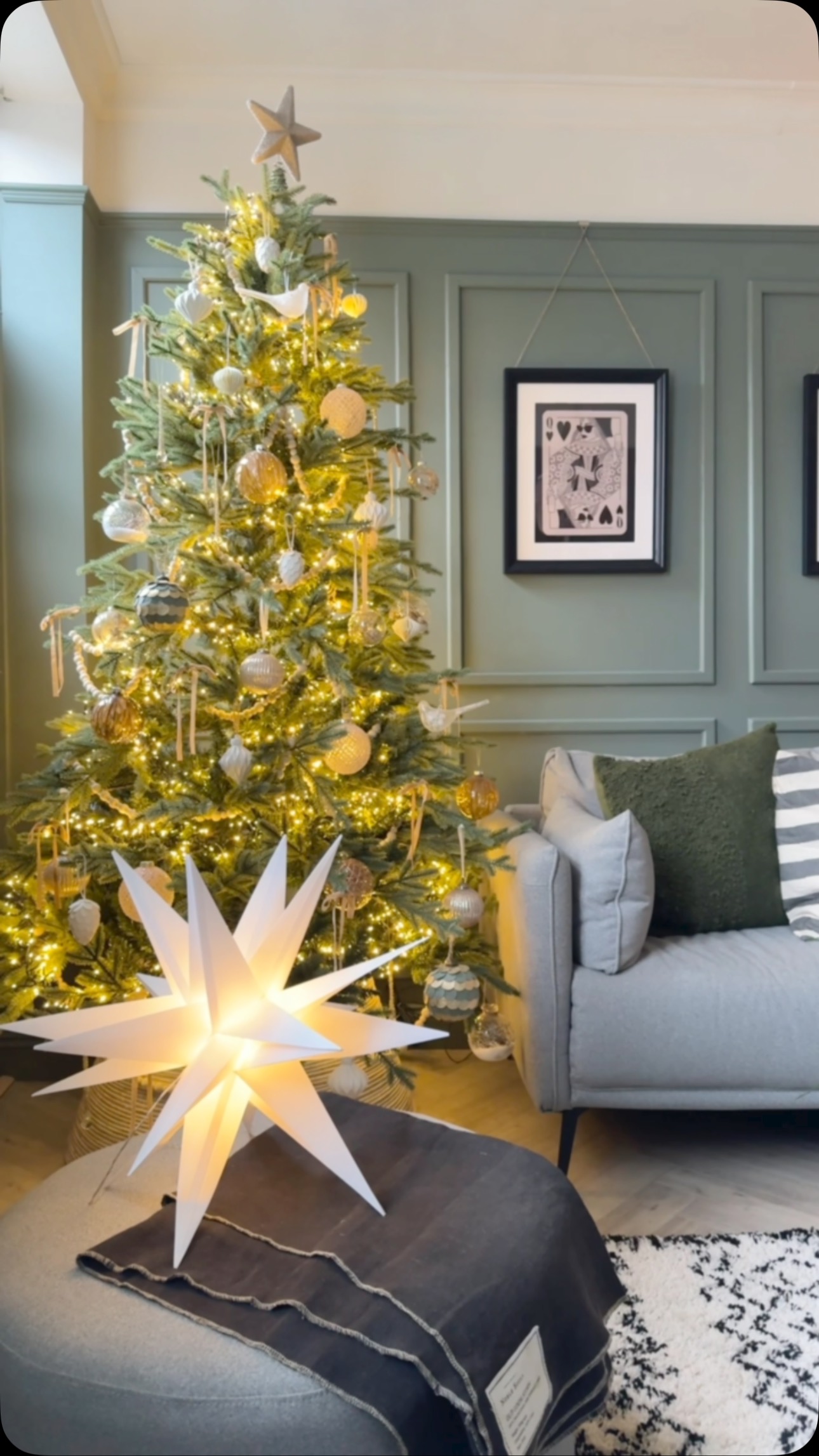 Instagram post by @houseatnumber30 for MyDomaine. Caption reads: The magic of a transformation and tree reveal in....