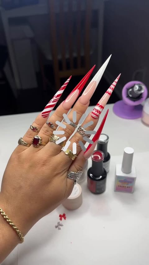 Instagram post by @nails_by_lindsay_ for Madam Glam. Caption reads: FIRST HOLIDAY SET OF THE YEAR....