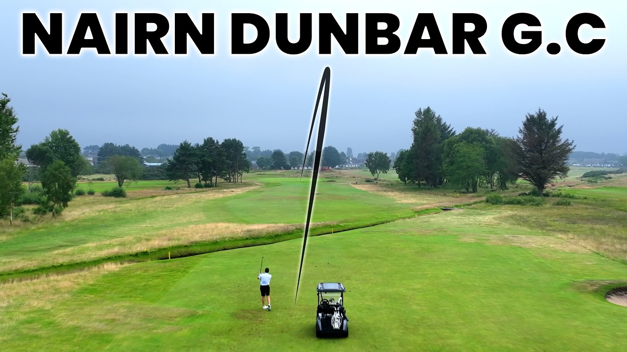 YouTube post by @GolfMates for Takomo Golf. Caption reads: HIDDEN GEMS - NAIRN DUNBAR GOLF CLUB eps 6.