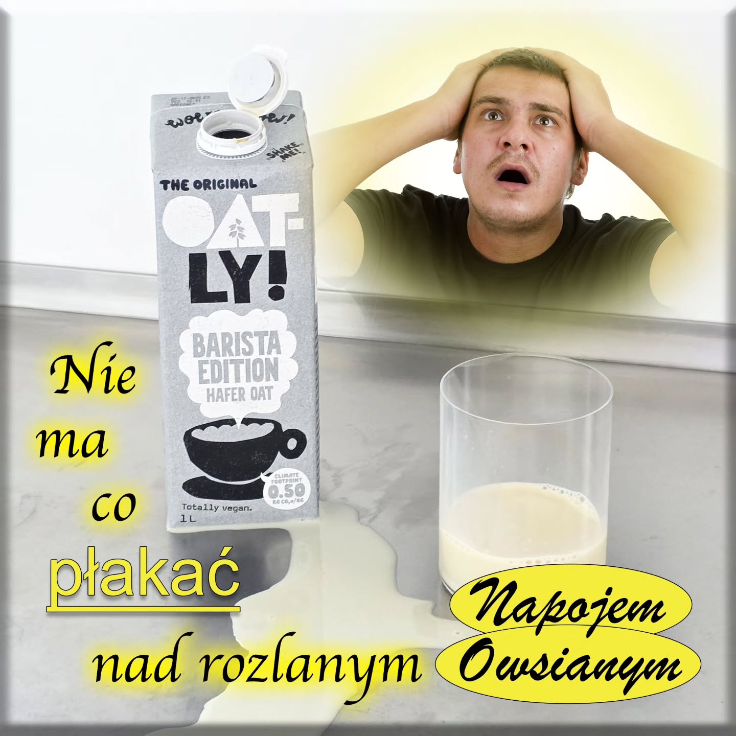 Instagram post by @wlodi4444 for Oatly. Caption reads: tak jak @oatly zapewnia owsianą alternatywę tak ja....