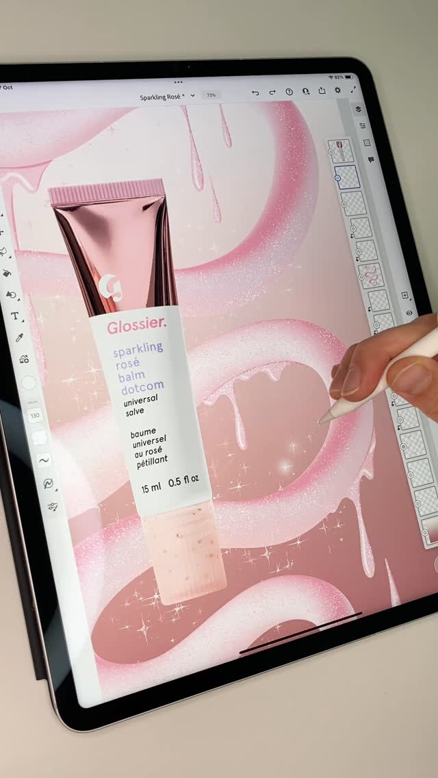 Instagram post by @monta.smitina for Glossier. Caption reads: Glossier 💖 
Sparkling Rosé Balm Dotcom

#glossier....