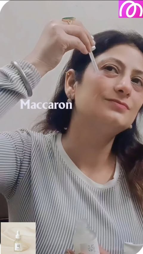 Instagram post by @growwithherr for Maccaron. Caption reads: [...] Glow Deep Serum: Rice+Alpha Arbutin"....