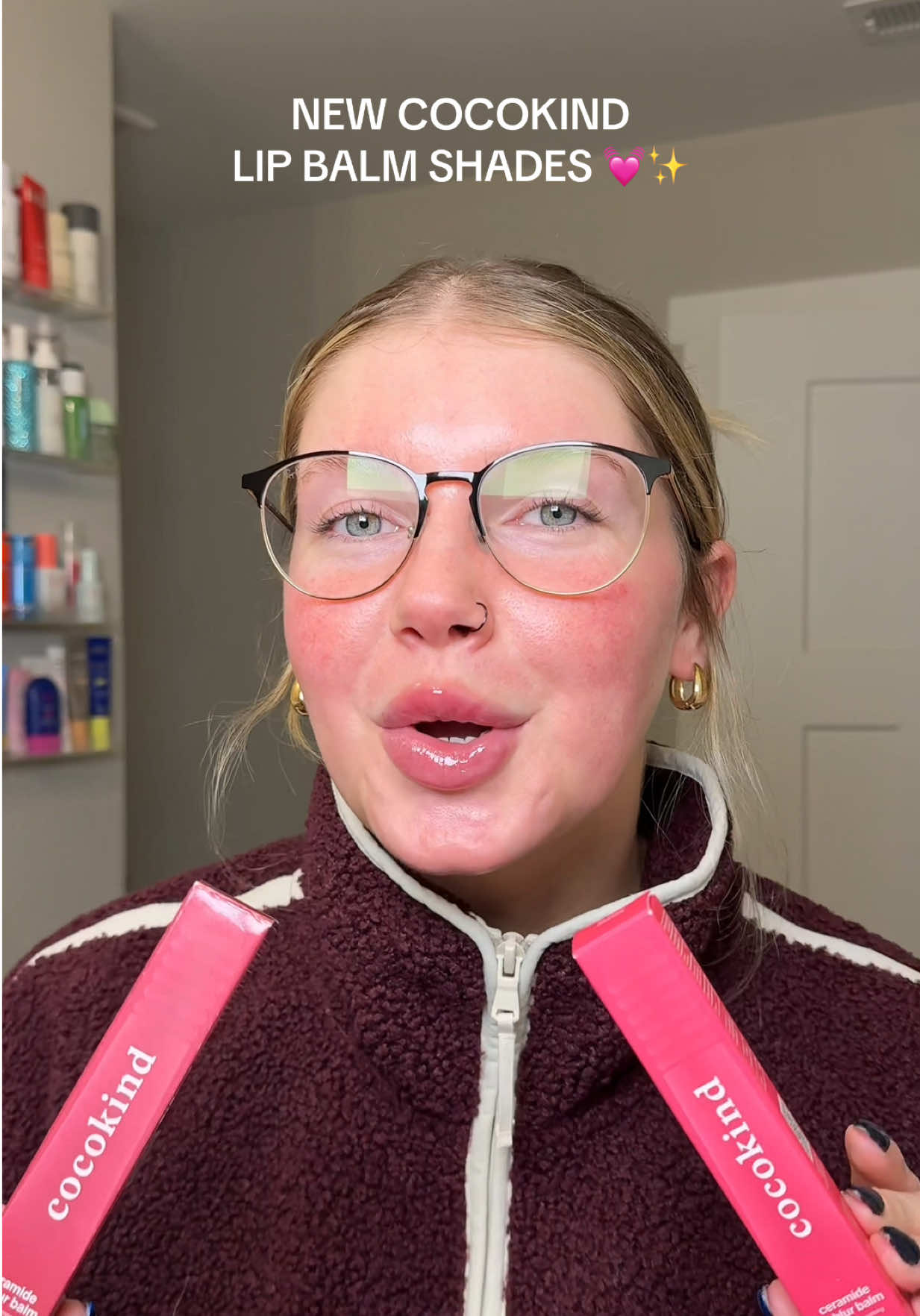 TikTok post by @chelsearlarson for Cocokind. Caption reads: @cocokind slays ONCE AGAIN #lipbalm [...].
