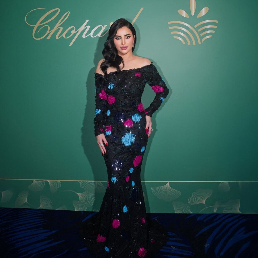 Instagram post by @huda_al_fahad for Chopard. Caption reads: [...] the signs of elegance and style with....