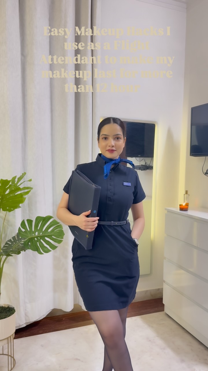 Instagram post by @kochhar_prashi for RCMA Makeup. Caption reads: Easy Makeup Hacks I use as a Flight Attendant to....