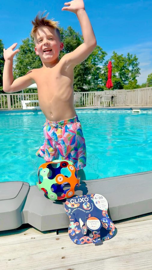 Instagram post by @dunnfamilyfun for Clixo. Caption reads: Our favorite magnetic building toy @my_clixo is....