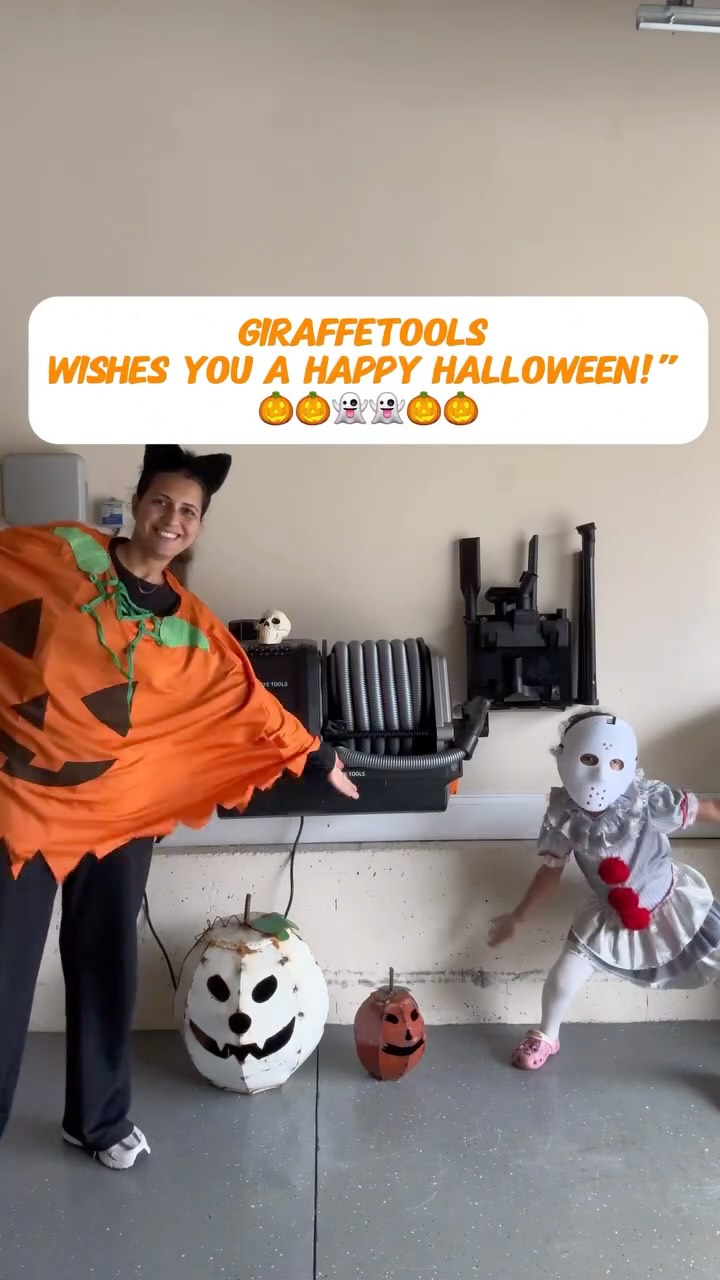 Instagram post by @azrandmom for Giraffe Tools. Caption reads: 🎃👻 This Halloween, I’m not just cleaning up....