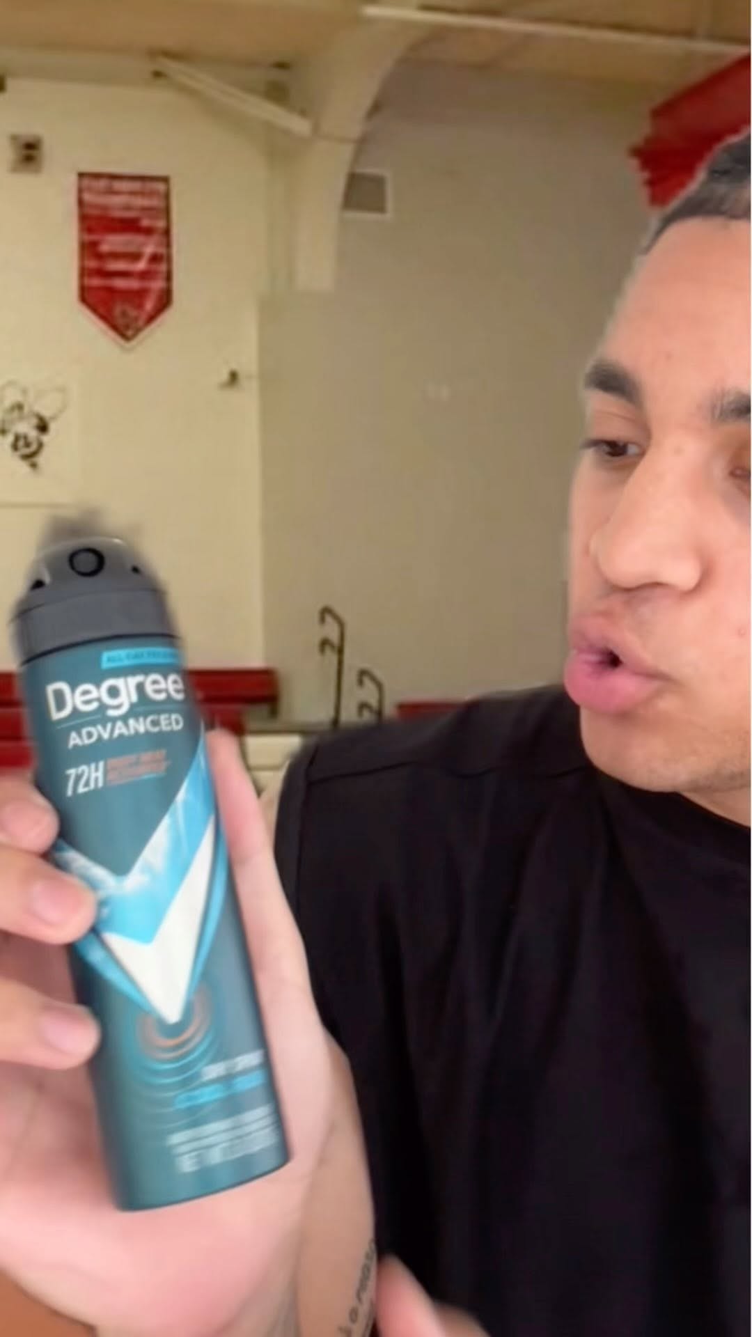 Instagram post by @camwilderr for Degree. Caption reads: #DegreePartner This @degree Cool Rush Dry Spray....
