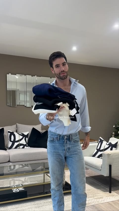 Instagram post by @chezrust for COOFANDY. Caption reads: My current 1/4 zip jumper rotation from....